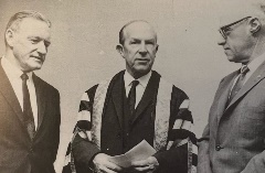 Professor Alf Pollard with the Chancellor Macquarie University in 1967